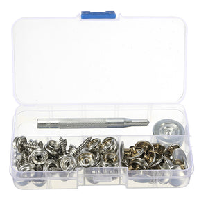 62pcs Stainless Steel Canvas Buckle Quick Snap Fastener Buttons Screws Kits