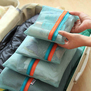 Honana HN-TB16 4pcs Travel Storage Bag Mesh Luggage Packing Organizer Clothes Underwear Packing Cube