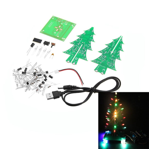 Upgraded Version DIY Colorful Christmas Tree Electronic Production Kit With Power Cable