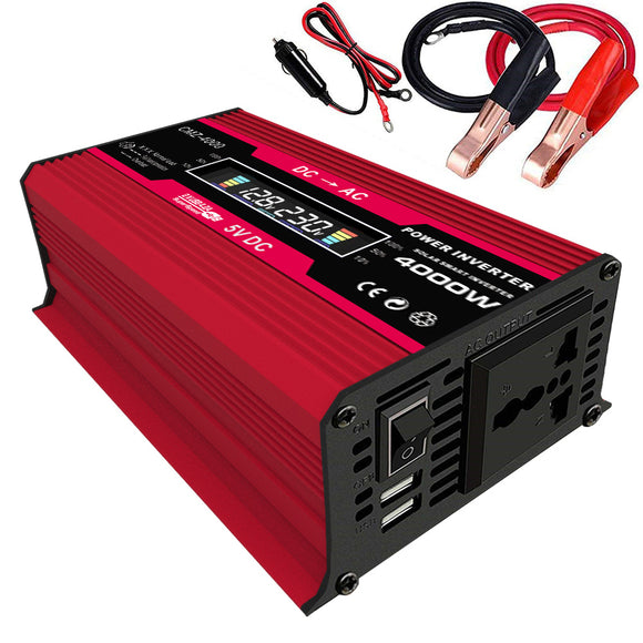 1200W Peak Car Power Inverter DC 12V To AC 110V/220V Dual USB Fast Charge Modified Sine Wave Converter With Colorful LCD Screen