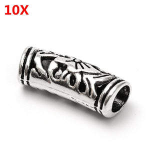 10Pcs 5mm Antique Silver Flower Tube Curved Hole Spacer Beads for Hair Dreadlock