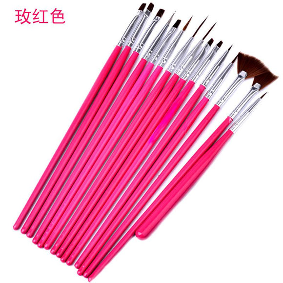 15Pcs Nail Brushes Black Roses Nail Art Brush