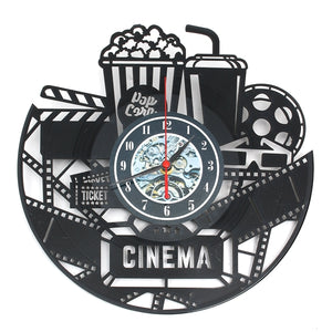 12 12 Inch 3D Black Popcorn Wall Clock Theater Movie Cinema Snack Bar Clocks Home Decor"