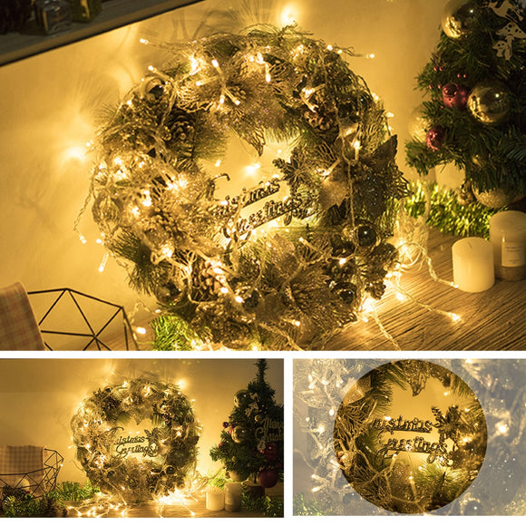 30CM Luxury Golden Christmas Light Door Home Window Wreath Light Home Decor Xmas Gift