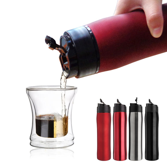 Self Lock Travel French Press Bottle Coffee Maker Insulated Cafetiere Cup Mug