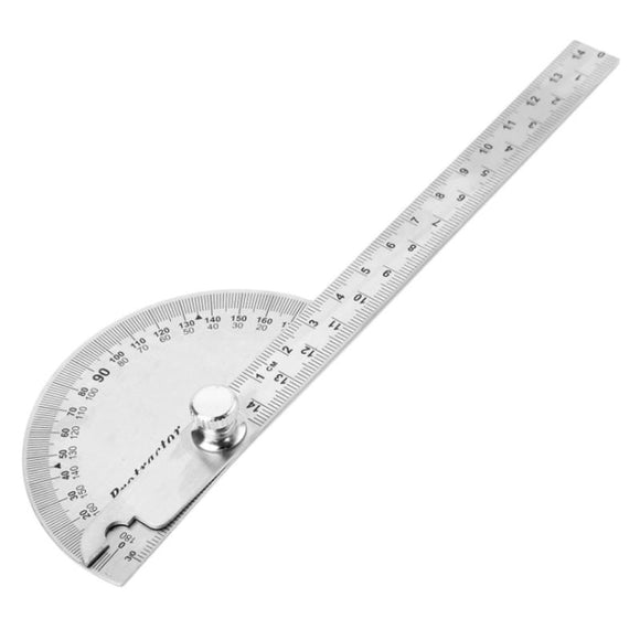 0-180 Degrees Round Head Rotary Protractor Single Arm 150mm 200mm Two Arms 250mm Stainless Steel Angle Ruler Bevel Square Ruler Steel Goniometer