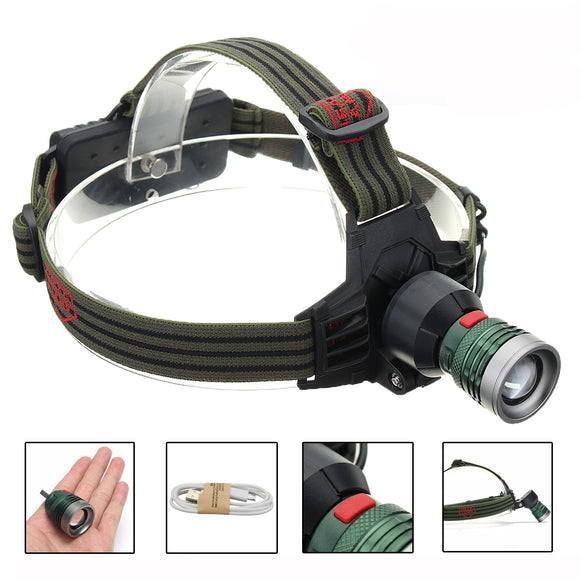 Elfeland 2000LM 3modes Adjustable Zoomable LED Headlamp 2x18650