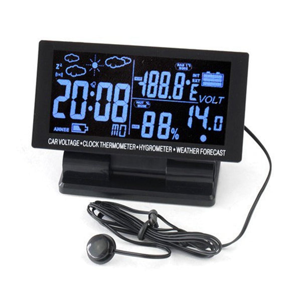 EC60 4.5 inch LED Display 12V/24V Car Thermometer+Voltmeter+Hygrometer+Weather Forecast+Clock