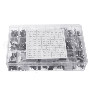 550pcs 24 Values 16V/25V/35/50V (0.1uF To 2200uF) Mix Electrolytic Capacitor Assorted Kit With Storage Box