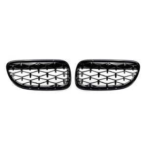 2PCS Front Grill Grille Gloss Black Diamond Meteor For BMW E92 E93 2010-2015 R