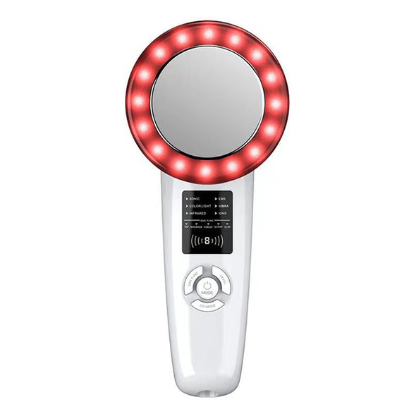 6 In 1 Dispaly Far Infrared Heating Vibration Massage Negative ion Massager Ultrasonic Beauty Household Introductor Anti Aging Device Skin Rejuvenation Beauty Machine