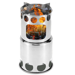 Outdoor Camping Picnic Cooking Stove Stainless Steel BBQ Firewood Furnace Cooker