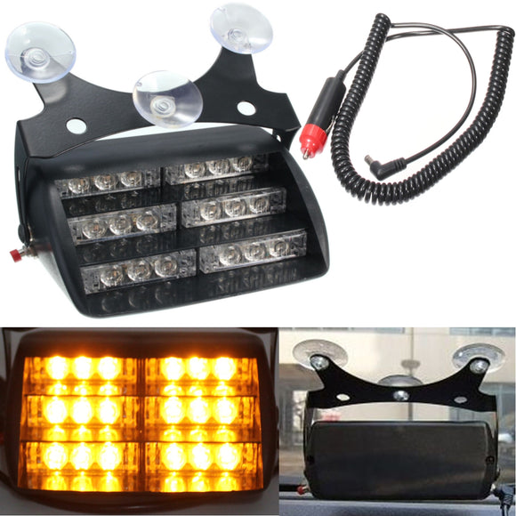 Car 18 LED Yellow Warning Light Flashing Strobe Emergency Lamp Amber Truck SUV