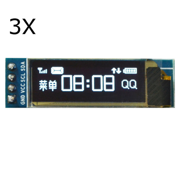 3Pcs 0.91 Inch White OLED Display Module 12832 LCD Screen IIC I2C Serial Port For Arduino