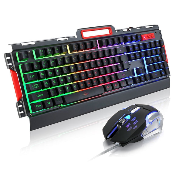 104Keys USB Wired Colorful Backlit Mechanical Hand-feel Gaming Keyboard Mouse Mouse Pad Set Combo