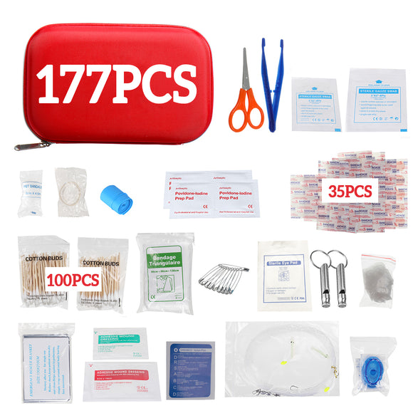 177 Pieces Outdoor Camping Mountaineering First Aid Kit Home Medical Kit Emergency Kit