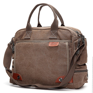 Mens Retro Canvas 14 inch Laptop Bag Casual Multifunctional Crossbody Bag Handbag