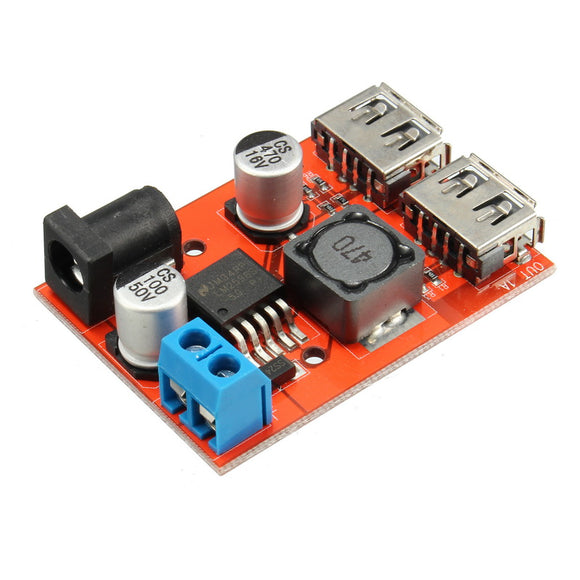 5Pcs DC-DC 9V/12V/24V/36V To 5V Dual USB Buck Module Vehicle Charging Solar 3A Voltage Regulator