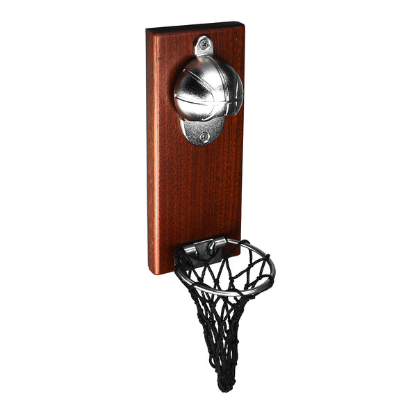 Wooden Basket Wall Mount Beers Bottle Opener Basketball Sport Refrigerator Home Gadgets
