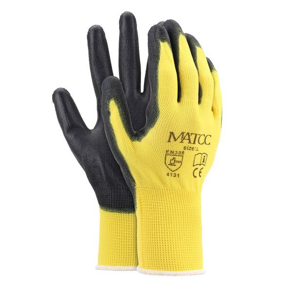 12 Pairs PU Nitrile Coated Safety Work Gloves Garden Construction Grip Anti-Slip Size M/L/XL