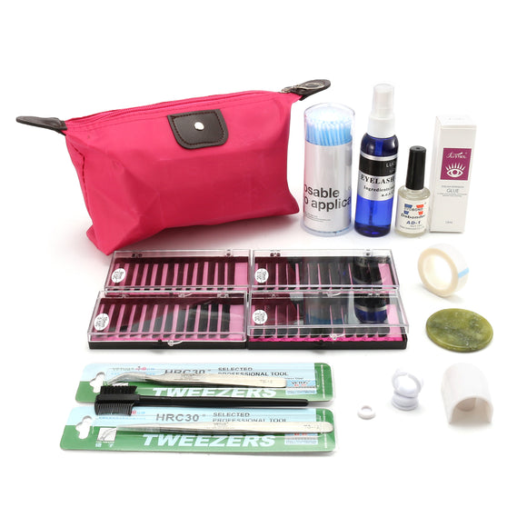 15 in 1 Individual False Eyelash Extension Kit Grafting Strip Glue Mascara Wands Tweezers Makeup Cleaner