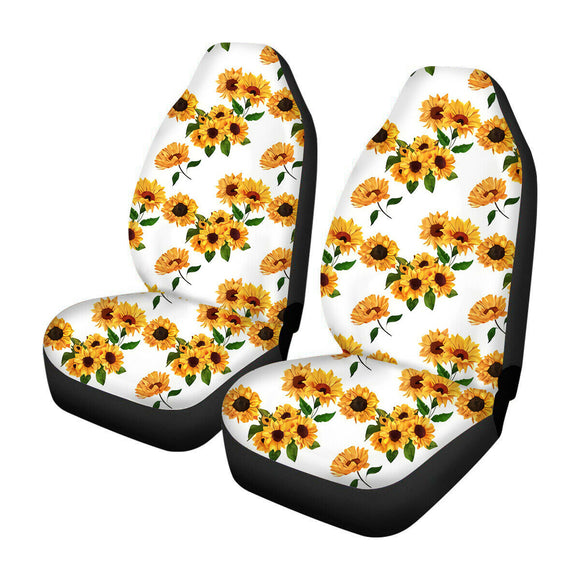 2Pcs Universal Sun Flower Printed Car Seat Covers Front Row Set Car Protector