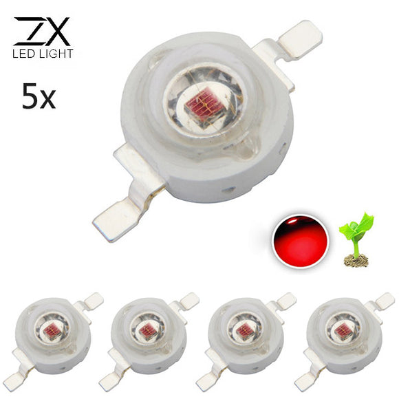 ZX 5pcs 1W 660nm Red Light Plant Growing DIY LED Lamp Chip Garden Greenhouse Seedling Lights