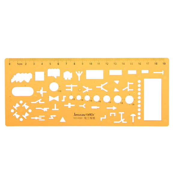 Physical Electrical Circuit Symbols Drafting Drawing Template KT Soft Plastifc Ruler Design Stencil