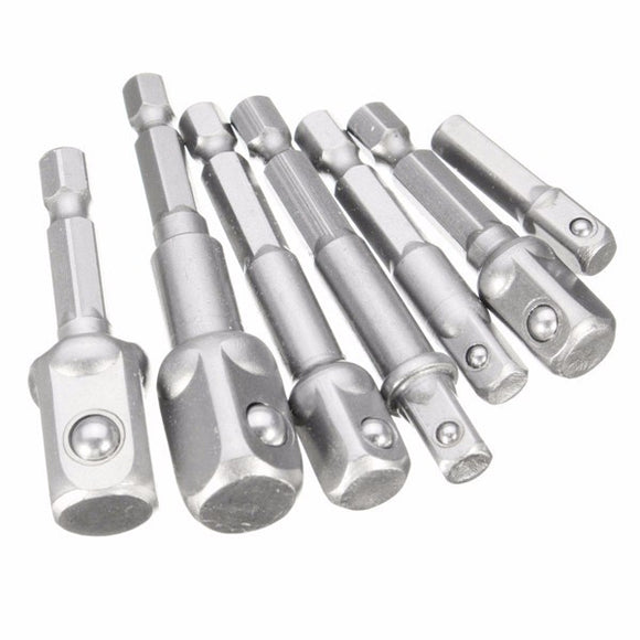 7pcs 1/4 Inch Hex Shank Square Drive Socket Adapter Magnetic Nut Driver Set