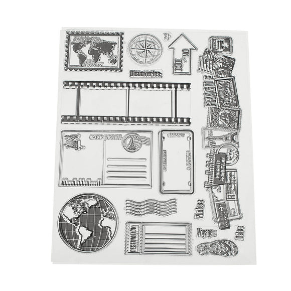 Vintage Postcards Postmark Pattern Scrapbook DIY Photo Album Cards Transparent Silicone Clear Stamps