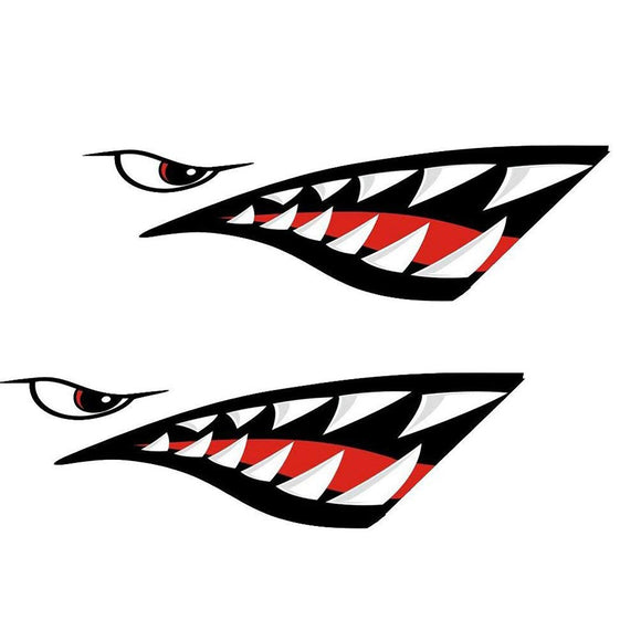 2pcs Shark Teeth Mouth Decal Stickers For Kayak Canoe Dinghy Boat Car Decoration Waterproof