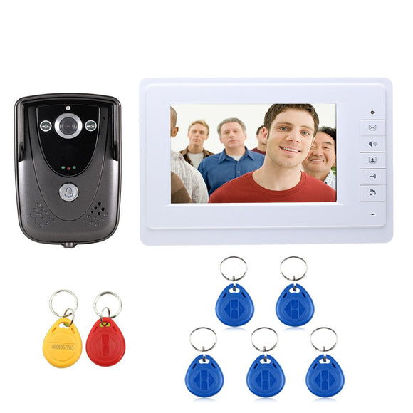 ENNIO SY819FCID11 7 Inch Video Door Phone Doorbell Intercom Monitor with RFID Keyfob IR Camera Kit