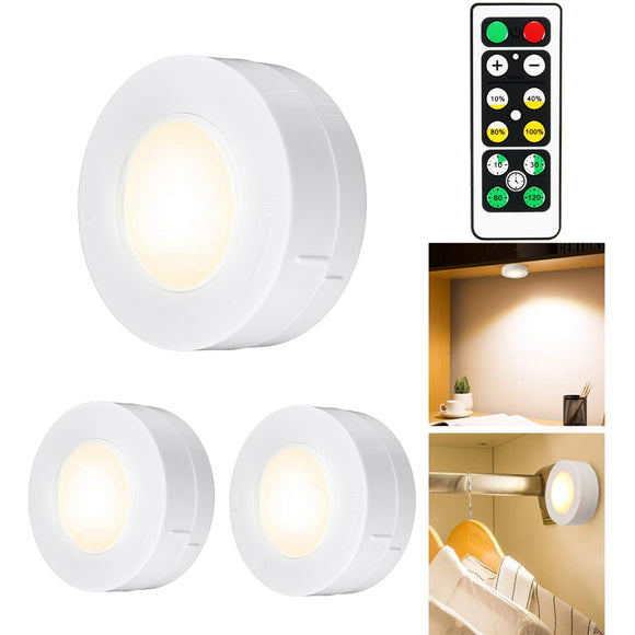 3pcs Wireless LED Night Light Bedroom Hallway Cabinet Stair Lamp Remote Control