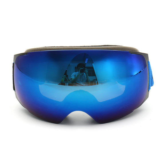 Snowboard Ski Goggles Blue Frame Magnet UV Protection Anti-fog Double Lens