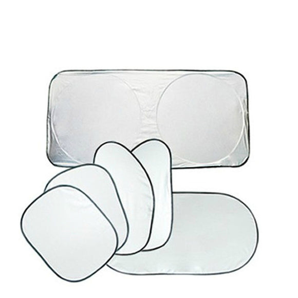 6pcs Foldable Silvering Reflective Car Window Sunshade Curtain Suction Cup Car Sunscreen Cover