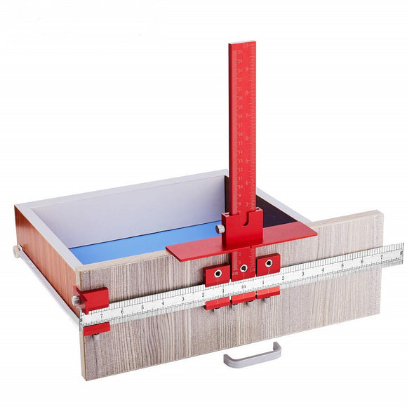Red Aluminum Alloy Metric/Inch Cabinet Hardware Jig 4mm 5mm Drill Guide Cabinet Handle Template Jig