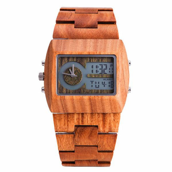 KENON KWWT-64 Fashion Wooden Men Quartz Watch Rectangle Case Wrist Watch