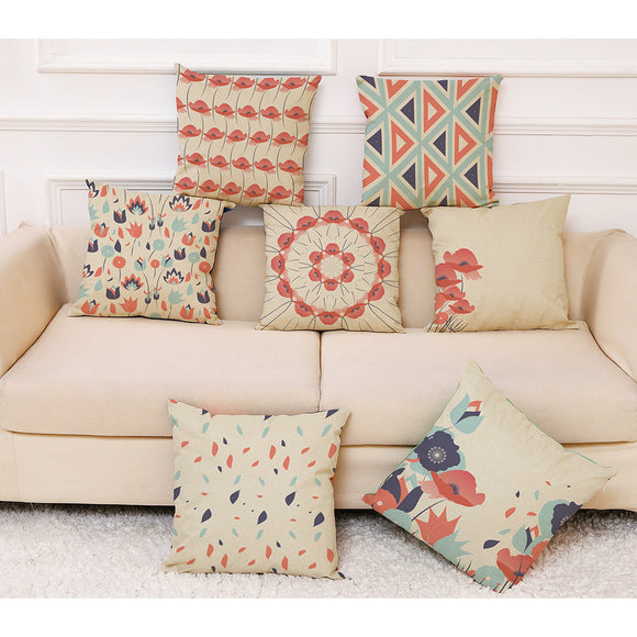 Honana Colorful Flower Creative Pattern Pillow Case Cotton Linen Throw Cushion Cover