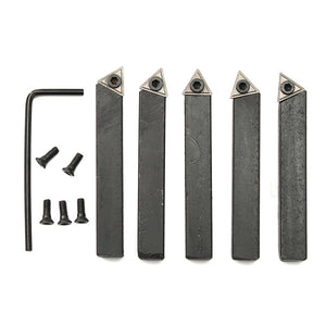 5pcs 8mm Indexable Carbide Tipped Lathe Turning Tool Set Cutting Tool For CNC Machine
