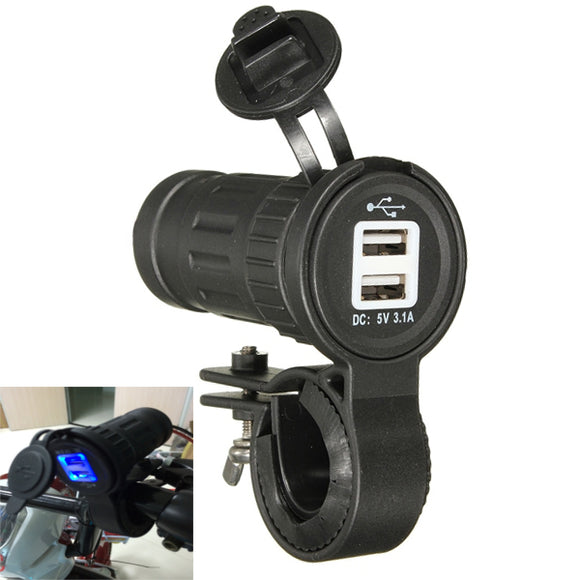 12/24V Motorcycle Dusl USB 2.1A+1A Cigarette Charger Adapter