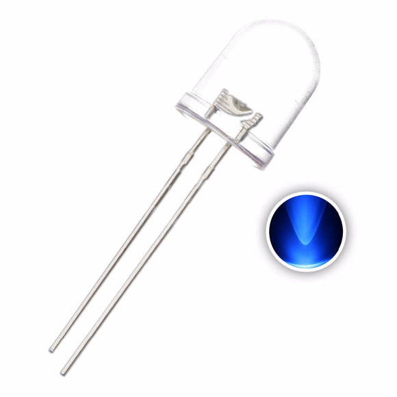 50pcs 10mm 2Pin Transparent Water Clear 3V 20mA Round Emitting Color Blue LED Diode DIY Electronic Component