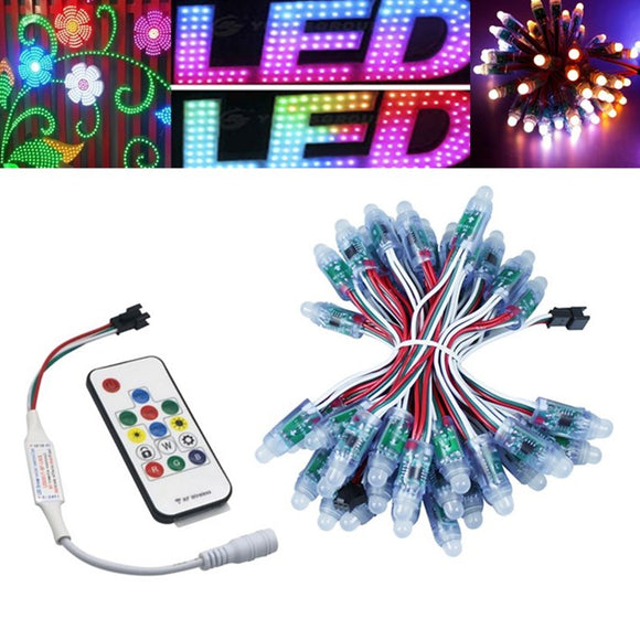 50PCS WS2811 Waterproof Full Color RGB LED Digital Module Strip Light + 14 Keys Remote Control DC12V