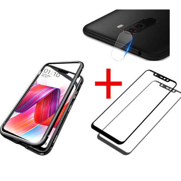 Bakeey Magnetic Adsorption Flip Protective Case+MOFI Tempered Glass Screen Protector + Bakeey Lens Protector for Xiaomi Pocophone F1