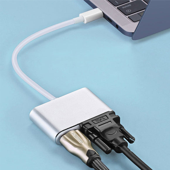 AUGIENB USB-C Type-C To 4K 30HZ + VGA 1080P Adapter For Smart Phone Laptop Tablet PC Macbook