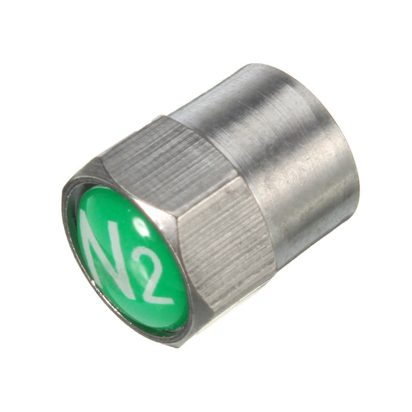 Chrome Green TPMS Valve Stem Caps Nitrogen N2 Insert Prevent Gas Leakage Caps