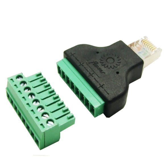 Excellway RJ45 Network Adapter 8P8C Crystal Head to 8PIN Terminal Rj45 To Screw Term Block Adapter