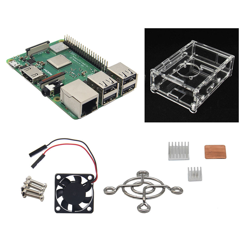 4 in 1 Raspberry Pi 3 Model B+(Plus) + Acrylic Case + Cooling fan + He ...