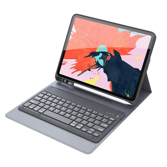 bluetooth Wireless Auto Sleep/Wake Keyboard Flip Folio Case With Pencil Holder For iPad Pro 12.9 Inch 2018