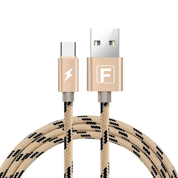 FANBIYA Nylon Braided 2M Charging Data USB Type-C Cable for Mobile Phone