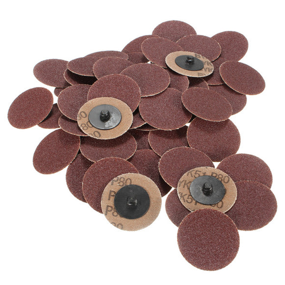 50pcs 2 Inch 80 Grit Roll Lock Sanding Disc Abrasive Pads